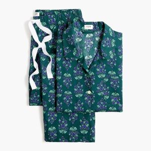 J. Crew Women’s Pajama Set - Dark Green and Purple Floral